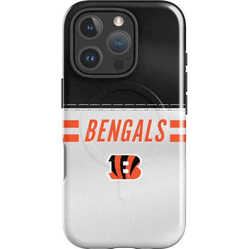 NFL Cincinnati Bengals White Striped iPhone 16 Pro Magsafe Impact Case
