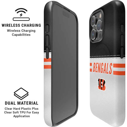 NFL Cincinnati Bengals White Striped iPhone 16 Pro Magsafe Impact Case