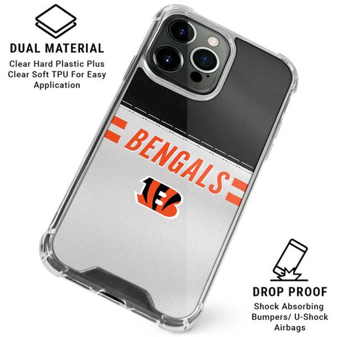 NFL Cincinnati Bengals White Striped iPhone 16 Pro Max Clear Case