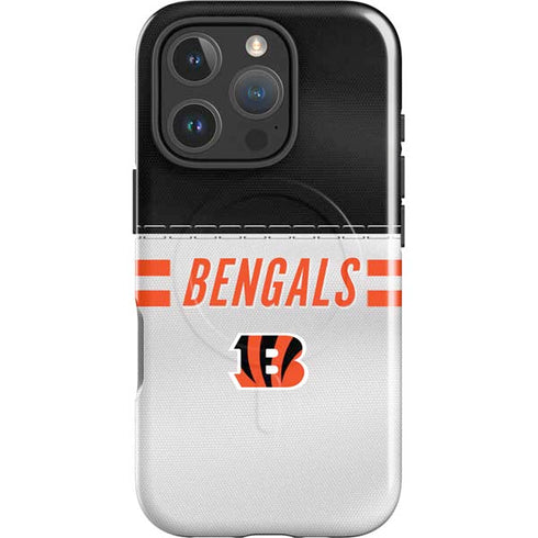 NFL Cincinnati Bengals White Striped iPhone 16 Pro Max Magsafe Impact Case