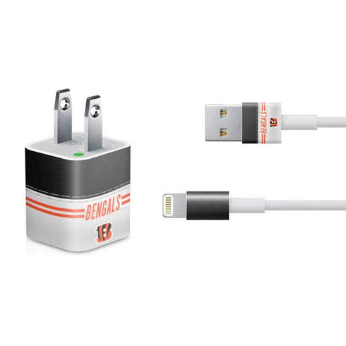NFL Cincinnati Bengals White Striped iPhone Charger (5W USB) Skin