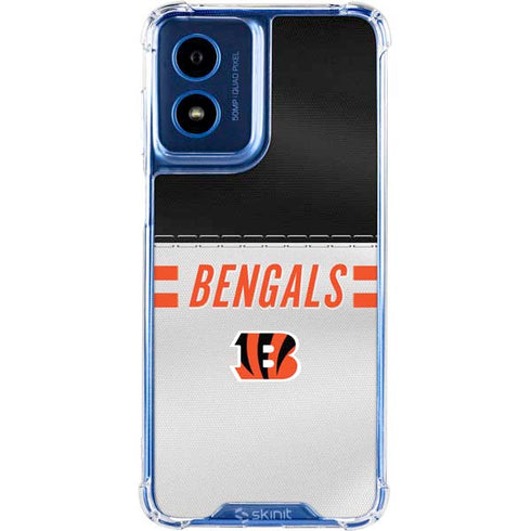 NFL Cincinnati Bengals White Striped Moto G 5G (2024) Clear Case