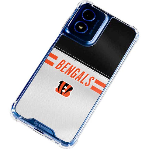 NFL Cincinnati Bengals White Striped Moto G 5G (2024) Clear Case