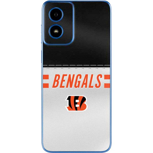 NFL Cincinnati Bengals White Striped Moto G Play 4G (2024) Skin