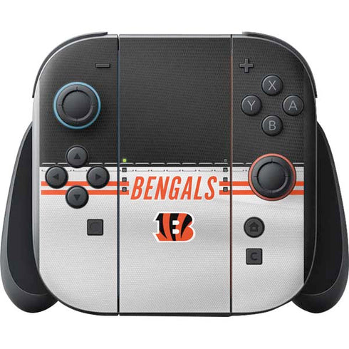 NFL Cincinnati Bengals White Striped Nintendo Switch 2 (2025) with Joy-Con Skin