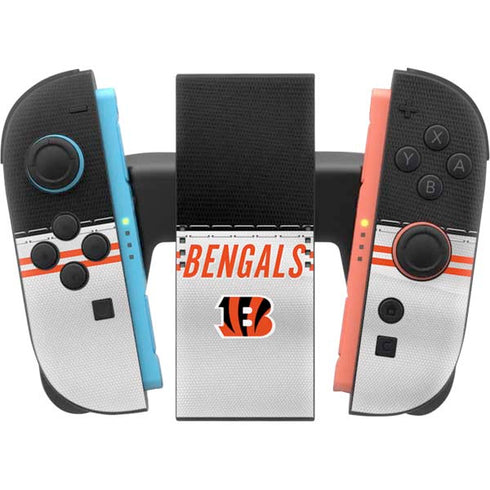 NFL Cincinnati Bengals White Striped Nintendo Switch 2 (2025) Joy-Con Controller Skin