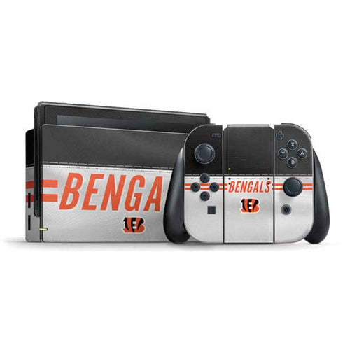 NFL Cincinnati Bengals White Striped Nintendo Switch Bundle Skin