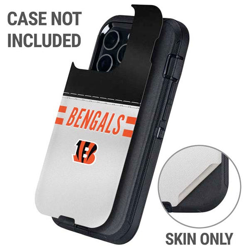 NFL Cincinnati Bengals White Striped Otterbox Defender iPhone Skin