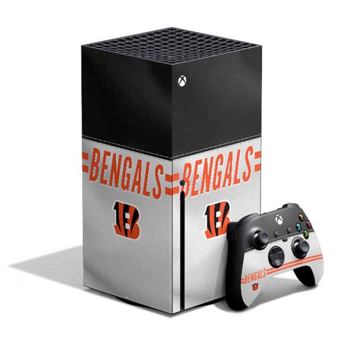 NFL Cincinnati Bengals White Striped Xbox Series X Bundle Skin