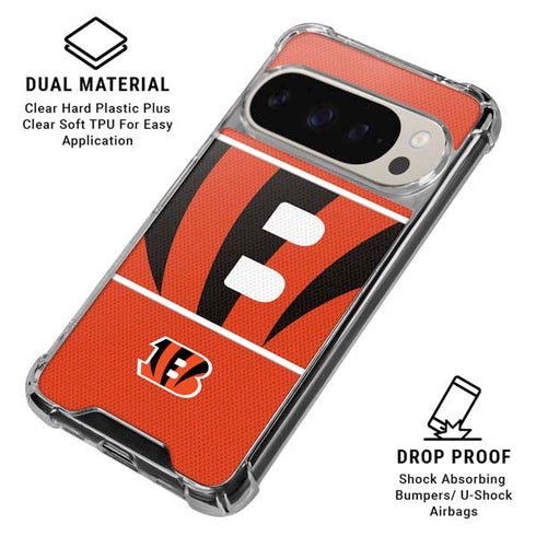 NFL Cincinnati Bengals Zone Block Pixel 9/9 Pro Clear Case