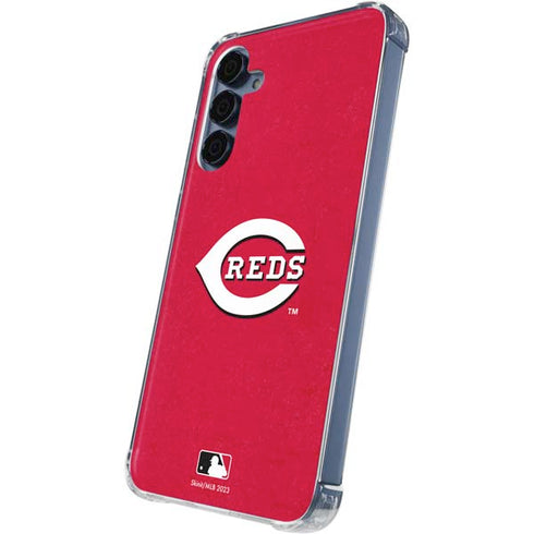 MLB Cincinnati Reds - Solid Distressed Galaxy A35 5G Clear Case