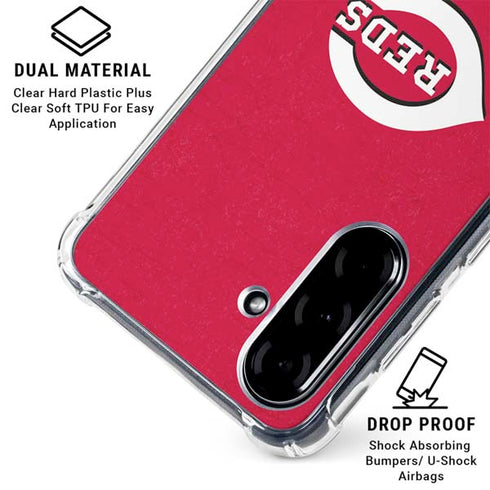 MLB Cincinnati Reds - Solid Distressed Galaxy A36 5G Clear Case