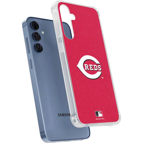 MLB Cincinnati Reds - Solid Distressed Galaxy A55 5G Clear Case