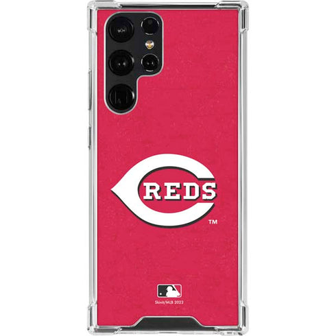 MLB Cincinnati Reds - Solid Distressed Galaxy S23 Ultra Clear Case
