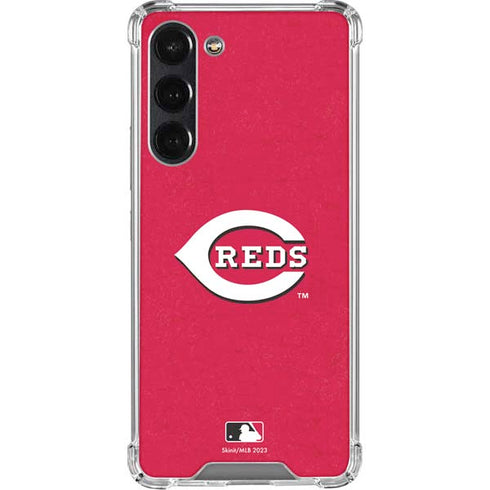 MLB Cincinnati Reds - Solid Distressed Galaxy S24 FE Clear Case