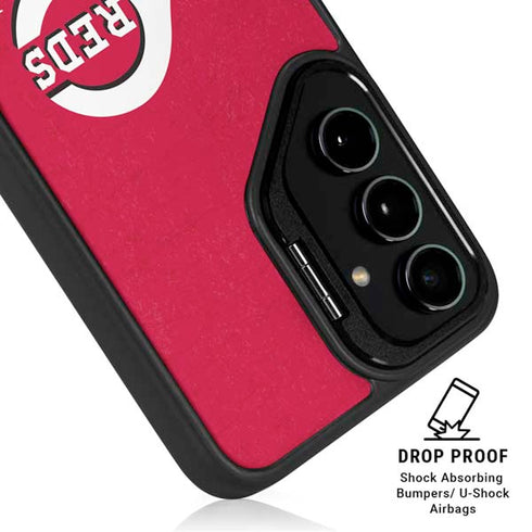 MLB Cincinnati Reds - Solid Distressed Galaxy S24 FE Kickstand Case