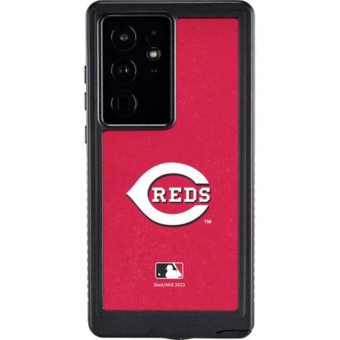 MLB Cincinnati Reds - Solid Distressed Galaxy S24 Ultra Waterproof Case