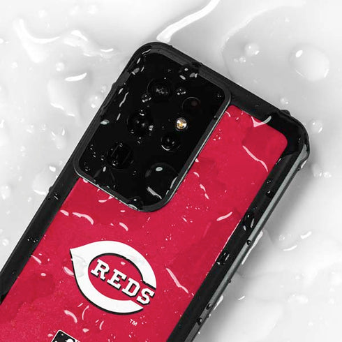 MLB Cincinnati Reds - Solid Distressed Galaxy S24 Ultra Waterproof Case