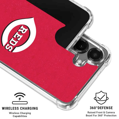 MLB Cincinnati Reds - Solid Distressed Galaxy S26 Plus Clear Case
