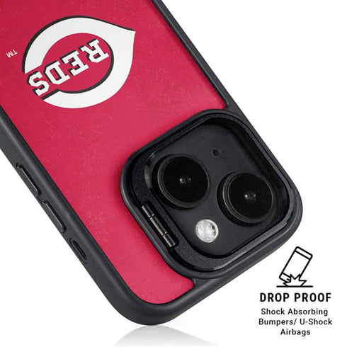 MLB Cincinnati Reds - Solid Distressed iPhone 15 Kickstand Case