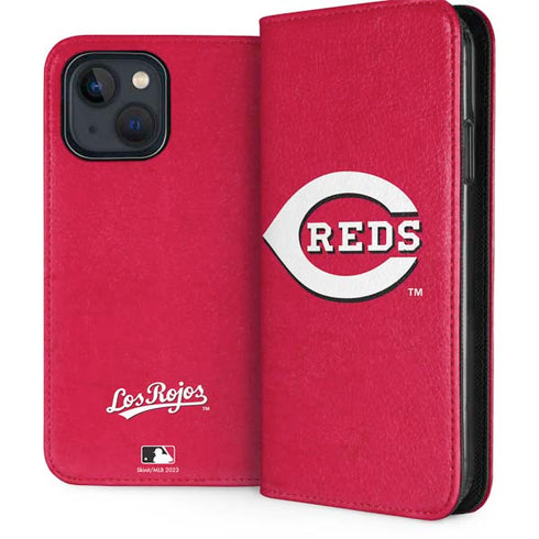 MLB Cincinnati Reds - Solid Distressed iPhone 15 Plus Folio Case