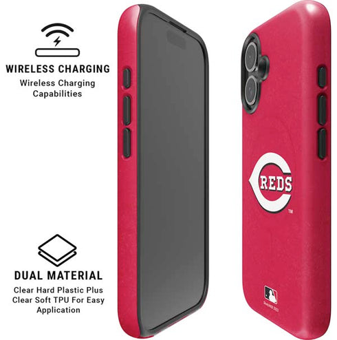 MLB Cincinnati Reds - Solid Distressed iPhone 16 Magsafe Impact Case