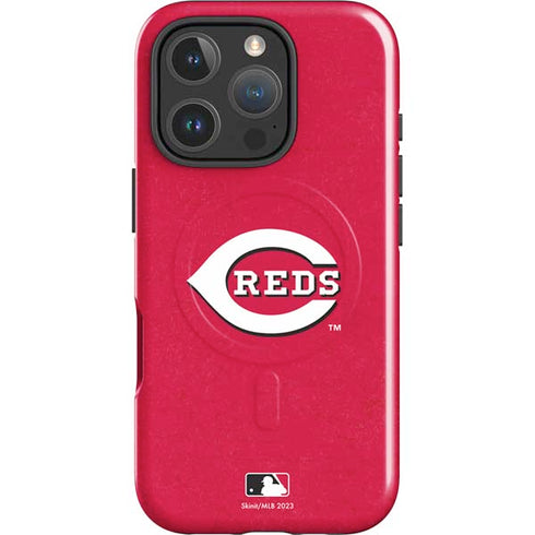 MLB Cincinnati Reds - Solid Distressed iPhone 16 Pro Max Magsafe Impact Case