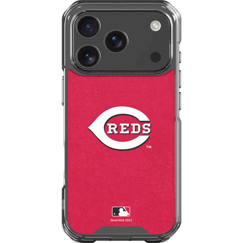 MLB Cincinnati Reds - Solid Distressed iPhone 18 Pro Clear Case