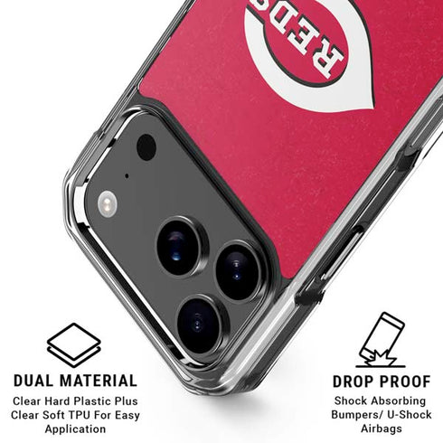 MLB Cincinnati Reds - Solid Distressed iPhone 18 Pro Clear Case