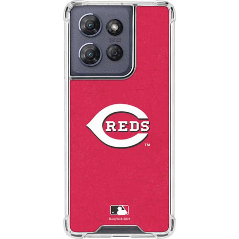 MLB Cincinnati Reds - Solid Distressed Moto G 5G (2025) Clear Case