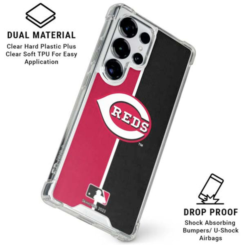 MLB Cincinnati Reds Split Galaxy S25 Ultra Clear Case