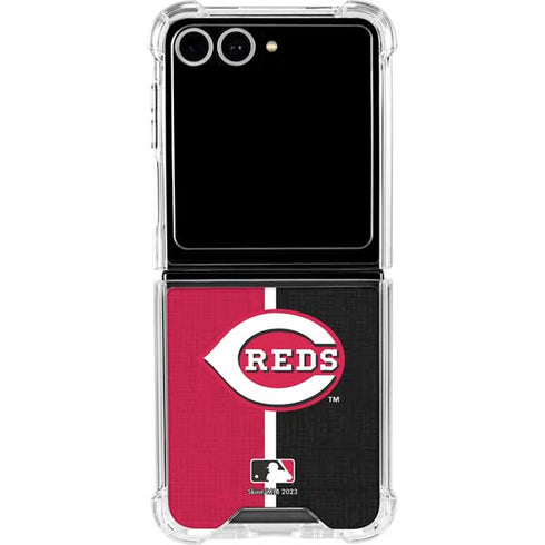 MLB Cincinnati Reds Split Galaxy Z Flip7 Clear Case