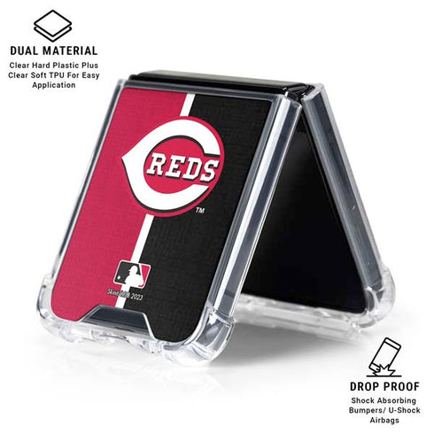 MLB Cincinnati Reds Split Galaxy Z Flip7 Clear Case