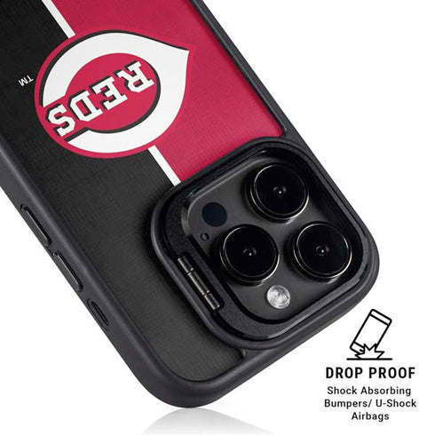 MLB Cincinnati Reds Split iPhone 15 Pro Max Kickstand Case