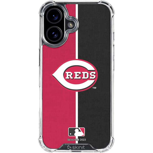 MLB Cincinnati Reds Split iPhone 16 Clear Case