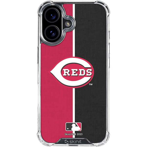 MLB Cincinnati Reds Split iPhone 16 Plus Clear Case