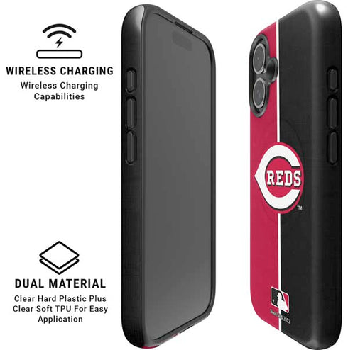 MLB Cincinnati Reds Split iPhone 16 Plus Magsafe Impact Case