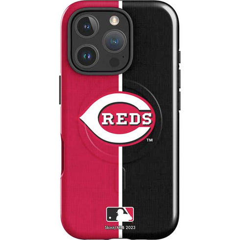 MLB Cincinnati Reds Split iPhone 16 Pro Magsafe Impact Case