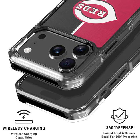 MLB Cincinnati Reds Split iPhone 18 Pro Clear Case