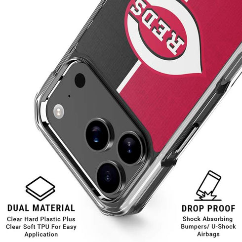 MLB Cincinnati Reds Split iPhone 18 Pro Clear Case