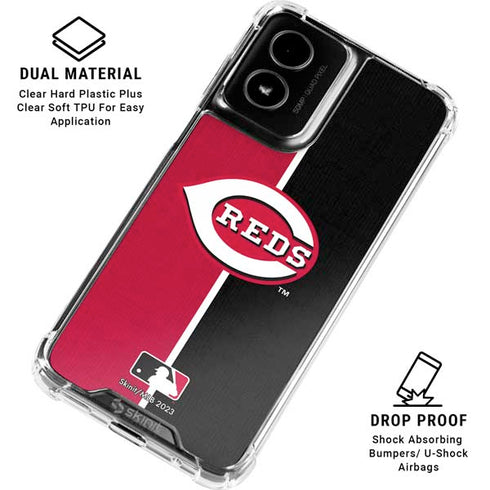 MLB Cincinnati Reds Split Moto G Power 5G (2024) Clear Case