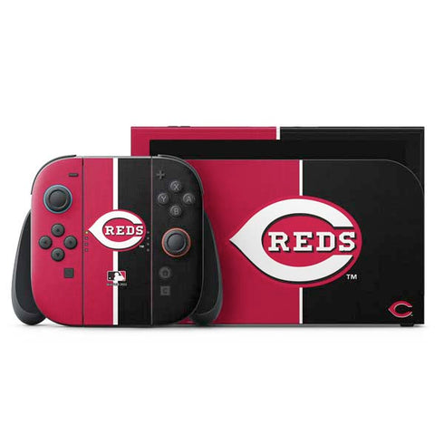 MLB Cincinnati Reds Split Nintendo Switch 2 (2025) with Joy-Con Skin
