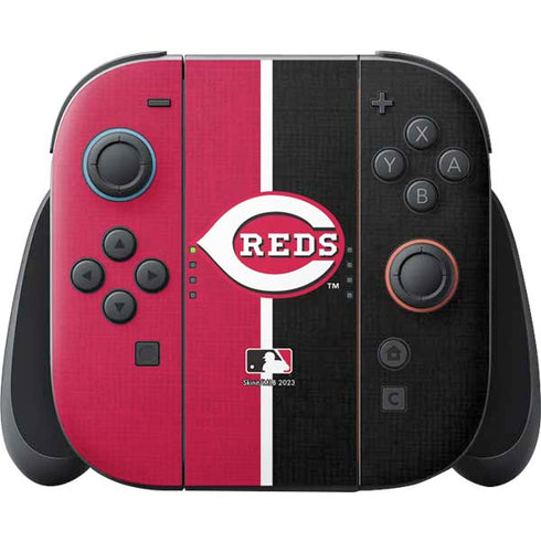 MLB Cincinnati Reds Split Nintendo Switch 2 (2025) Joy-Con Controller Skin