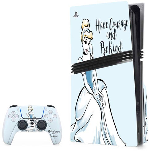 Disney Princess Cinderella Have Courage and Be Kind Art PS5 Pro Disk Bundle Skin