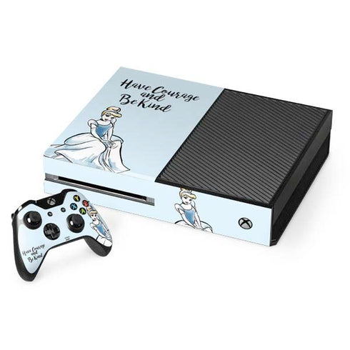Disney Princess Cinderella Have Courage and Be Kind Art Xbox One Console and Controller Bundle Skin