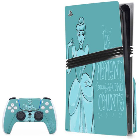 Disney Princess Cinderella Live in the Moment Art PS5 Pro Disk Bundle Skin
