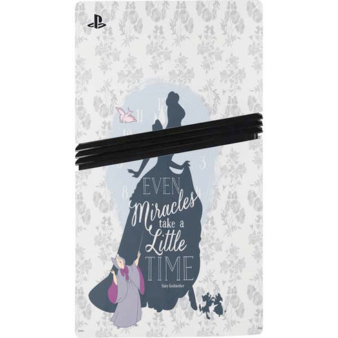Disney Cinderella Miracles Take Time Silhouette PS5 Pro Console Skin