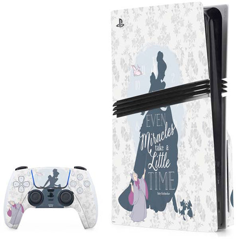 Disney Cinderella Miracles Take Time Silhouette PS5 Pro Disk Bundle Skin