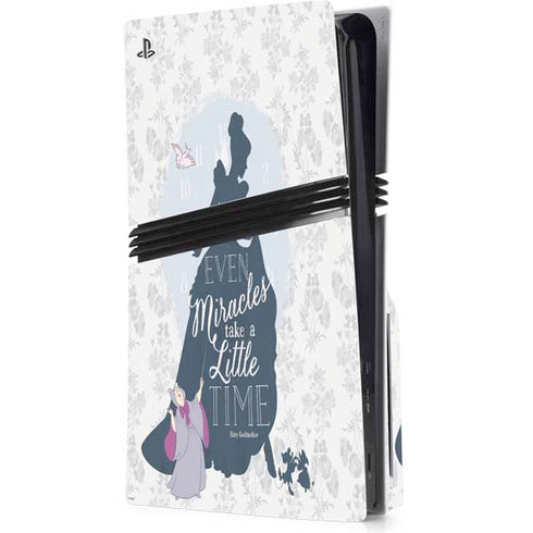Disney Cinderella Miracles Take Time Silhouette PS5 Pro Disk Console Skin
