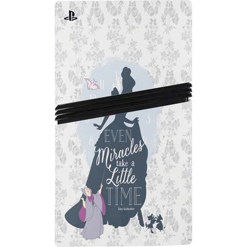 Disney Cinderella Miracles Take Time Silhouette PS5 Pro Disk Console Skin